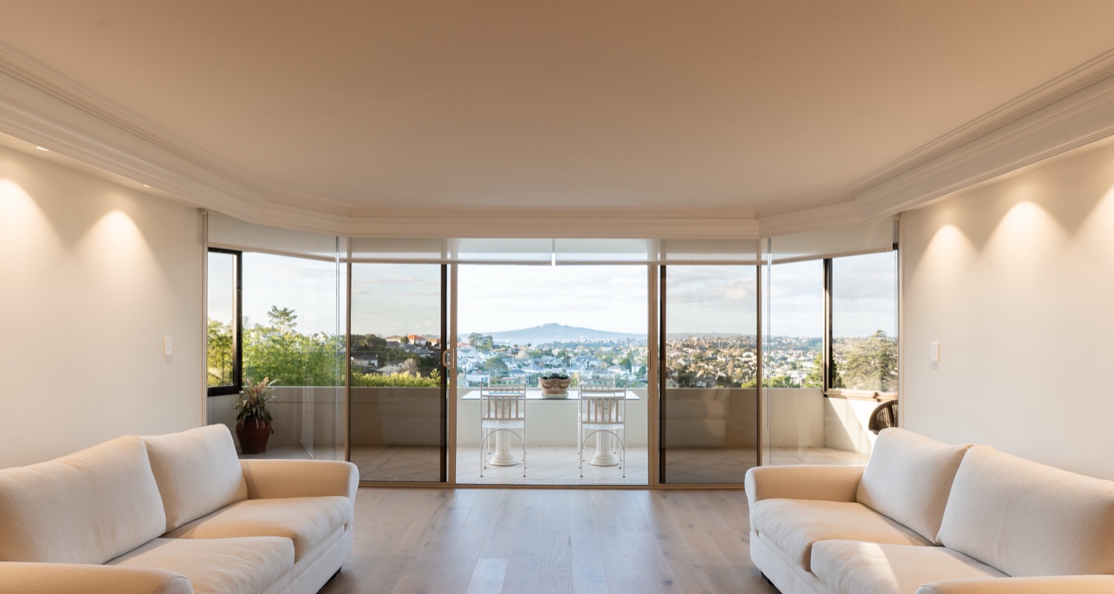 Renovated Remuera living room with Rangitoto view
