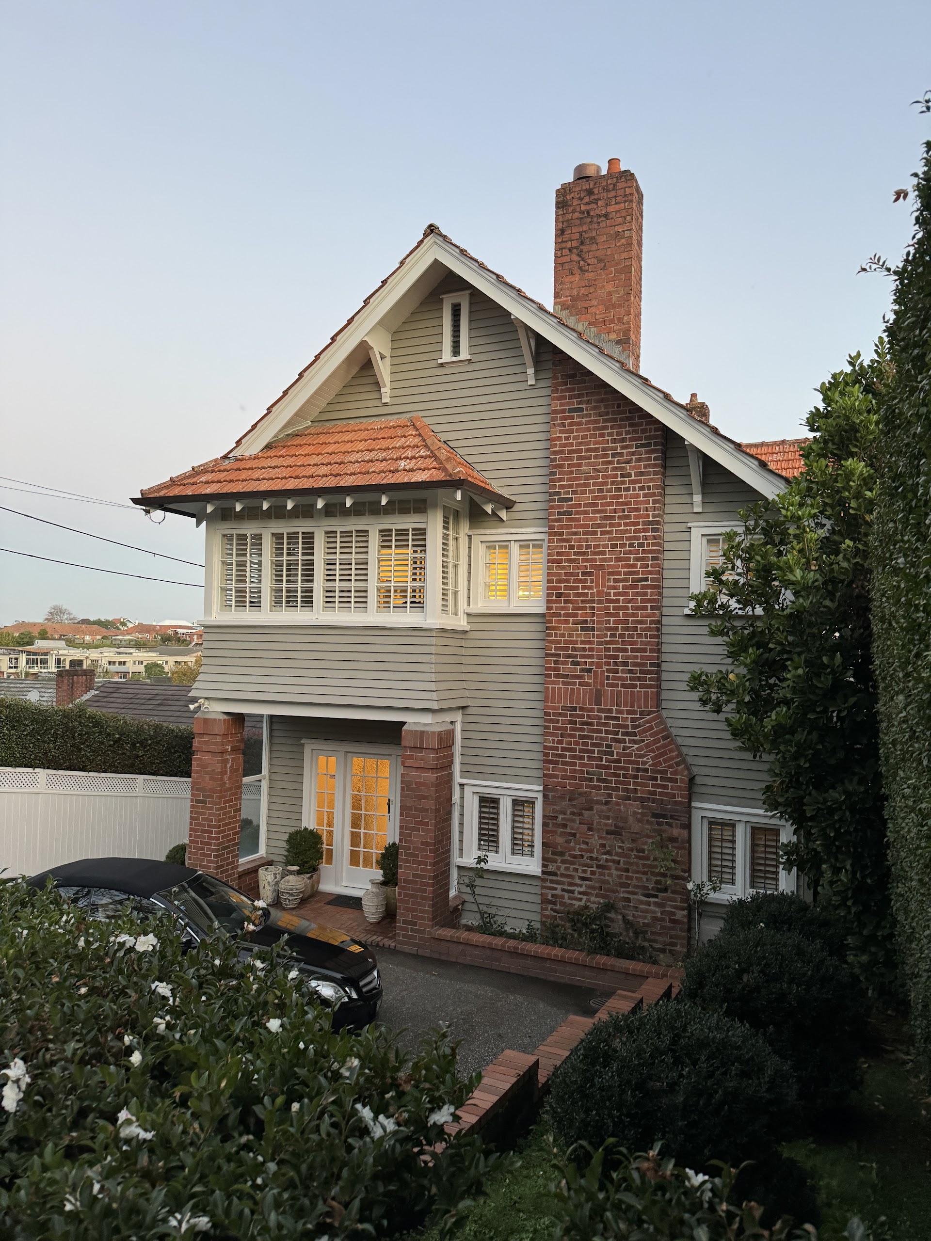 Restored Remuera villa at dusk