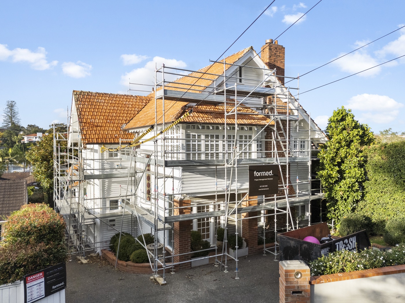 The residence in full scaffold during the works